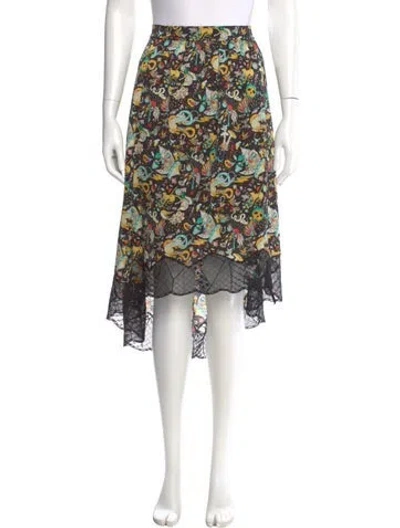 Pre-owned Zadig & Voltaire Printed Midi Length Skirt In Yellow