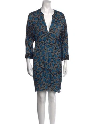 Pre-owned Zadig & Voltaire Printed Mini Dress In Blue
