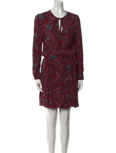 Pre-owned Zadig & Voltaire Printed Mini Dress In Burgundy