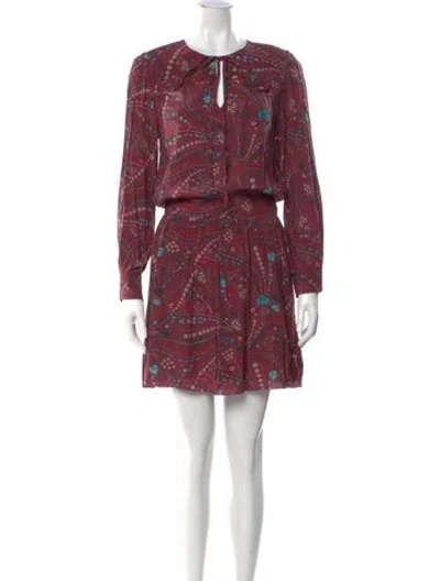 Pre-owned Zadig & Voltaire Printed Mini Dress In Burgundy