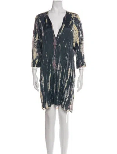 Pre-owned Zadig & Voltaire Printed Mini Dress In Gray