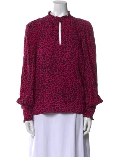 Pre-owned Zadig & Voltaire Printed Mock Neck Blouse In Pink