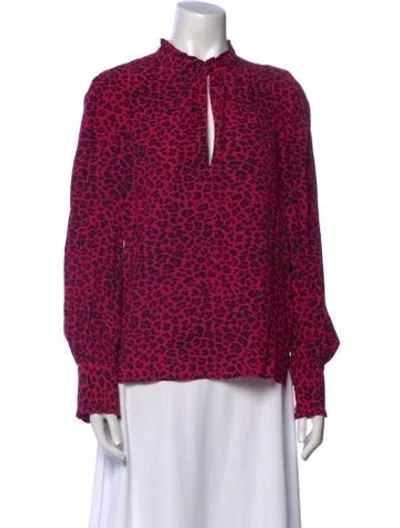Pre-owned Zadig & Voltaire Printed Mock Neck Blouse In Pink