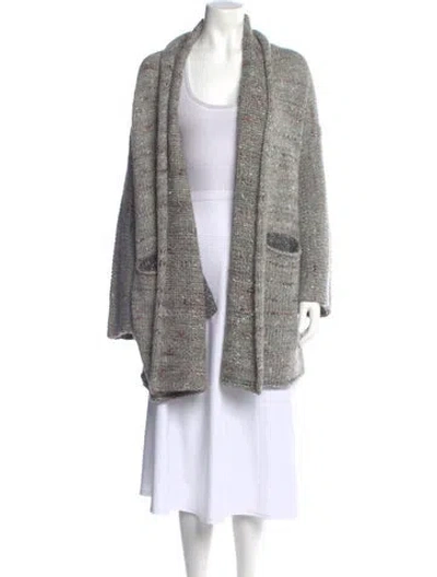 Pre-owned Zadig & Voltaire Printed Open Front Sweater In Gray