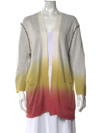 Pre-owned Zadig & Voltaire Printed Open Front Sweater In White