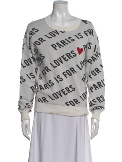 Pre-owned Zadig & Voltaire Printed Scoop Neck Sweater In White