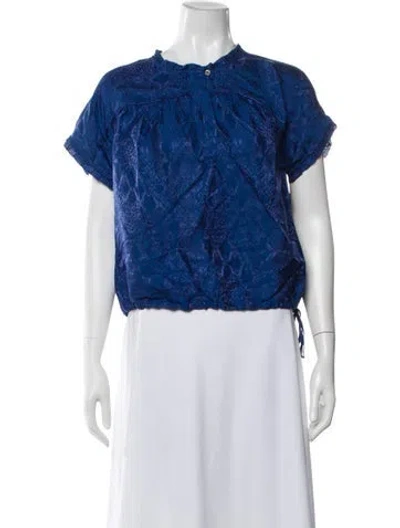 Pre-owned Zadig & Voltaire Printed Short Sleeve Blouse In Blue