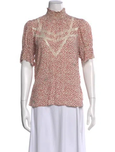Pre-owned Zadig & Voltaire Printed Short Sleeve Blouse In Red