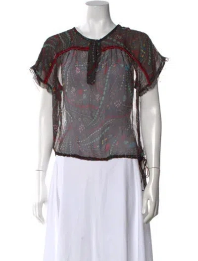 Pre-owned Zadig & Voltaire Printed V-neck Blouse In Black