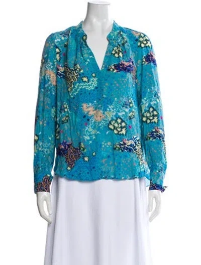 Pre-owned Zadig & Voltaire Printed V-neck Blouse In Blue