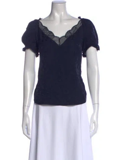 Pre-owned Zadig & Voltaire Printed V-neck Blouse In Blue