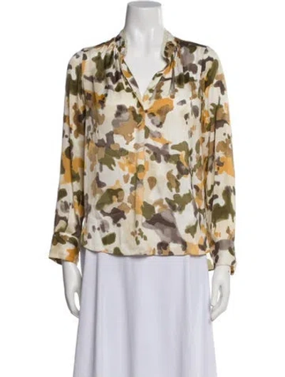 Pre-owned Zadig & Voltaire Printed V-neck Blouse In Multi
