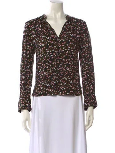 Pre-owned Zadig & Voltaire Printed V-neck Blouse In Multi