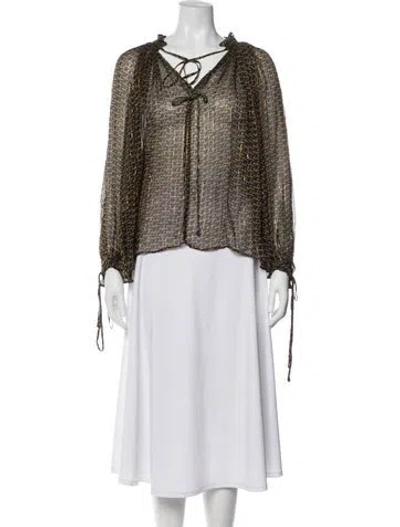 Pre-owned Zadig & Voltaire Printed V-neck Blouse In Neutral