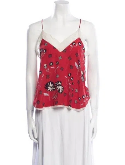 Pre-owned Zadig & Voltaire Printed V-neck Blouse In Red