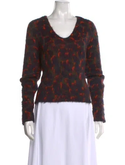 Pre-owned Zadig & Voltaire Printed V-neck Sweater In Brown