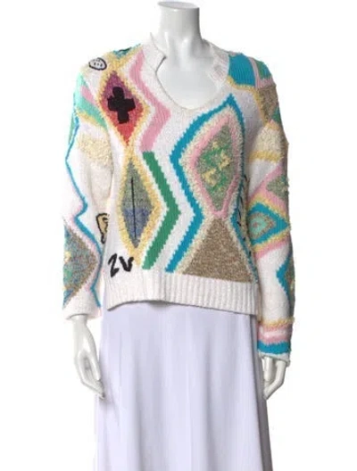 Pre-owned Zadig & Voltaire Printed V-neck Sweater In Neutral