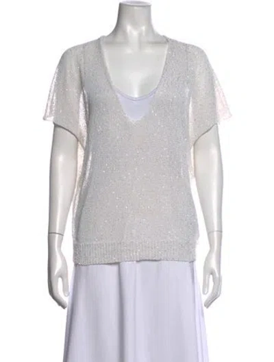 Pre-owned Zadig & Voltaire Printed V-neck Sweater In Neutrals