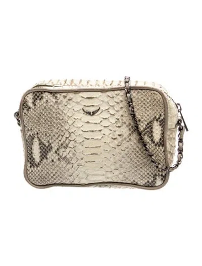 Pre-owned Zadig & Voltaire Python Shoulder Bag In Gray