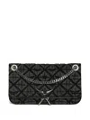 Zadig & Voltaire Rock Ii Diamond Quilted Monogram Denim Crossbody Bag In Black