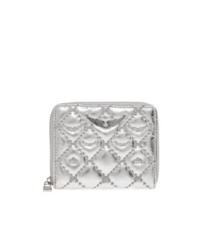 Zadig & Voltaire Quilted Leather Zip Wallet In Gray