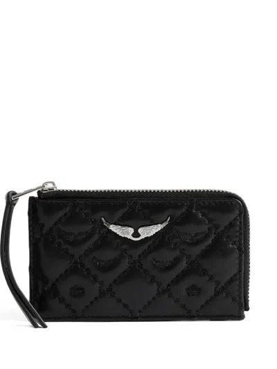Zadig & Voltaire Quilted Logo-plaque Cardholder In Black