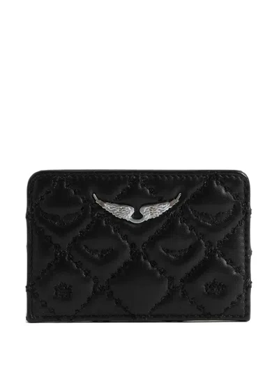 Zadig & Voltaire Quilted Logo-plaque Cardholder In Black