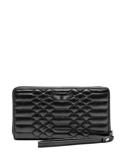 Zadig & Voltaire Quilted Wristlet Wallet In Blue