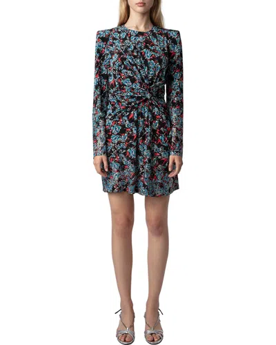 Zadig & Voltaire Radar Floral-print Embellished Silk Minidress In Black