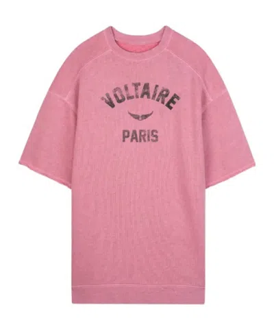 Zadig & Voltaire Kids' Raglan Sleeve Logo T-shirt Dress In Pink