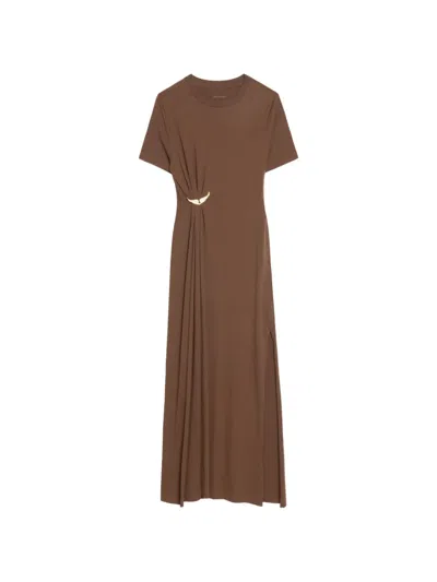 Zadig & Voltaire Raja T-shirt Midi Dress In Brown
