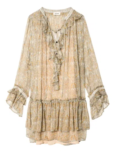 ZADIG & VOLTAIRE RALICE PAISLEY RUFFLED MINI DRESS