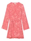 Zadig & Voltaire Ramasco Lace-detail Horse-pattern Mini Dress In Pink