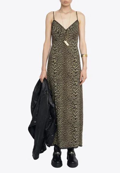 Zadig & Voltaire Ramelil Leopard Print Midi Dress In Animal Print