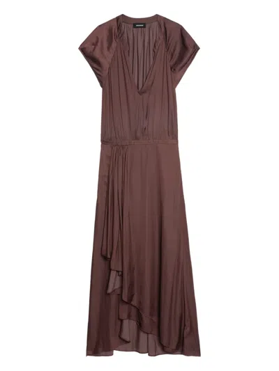 Zadig & Voltaire Randall V-neck Midi Dress In Brown