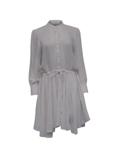 Pre-owned Zadig & Voltaire Ranil Tie-waist Button Mini Dress In White