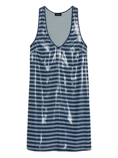 Zadig & Voltaire Rasha Sequined Dress In Blue