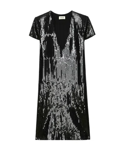 Zadig & Voltaire Rashu Sequin Mini Dress In Black