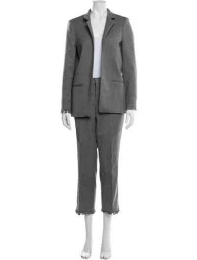 Pre-owned Zadig & Voltaire Raw-edge Trim Pantsuit In Gray