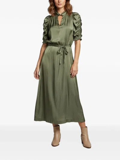 Pre-owned Zadig & Voltaire Ray Puff-sleeve Midi Dress In Green