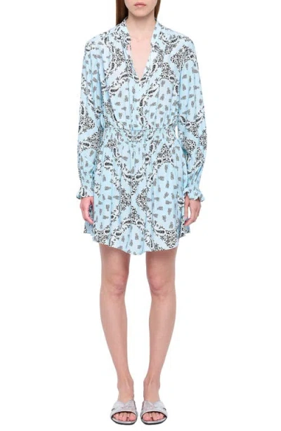 Zadig & Voltaire Rayados Long Sleeve Minidress In Blue