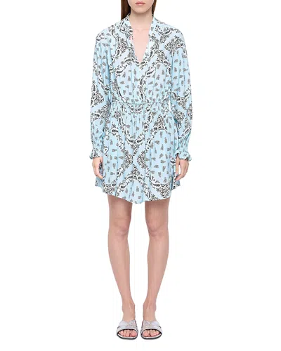 Zadig & Voltaire Rayados Long Sleeve Minidress In Blue