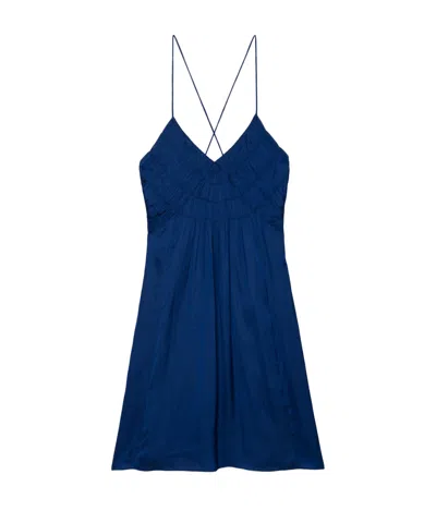 Zadig & Voltaire Rayonna Satin Mini Dress In Blue