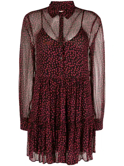 Zadig & Voltaire Razyele Crush-pattern Crepe Minidress In Black