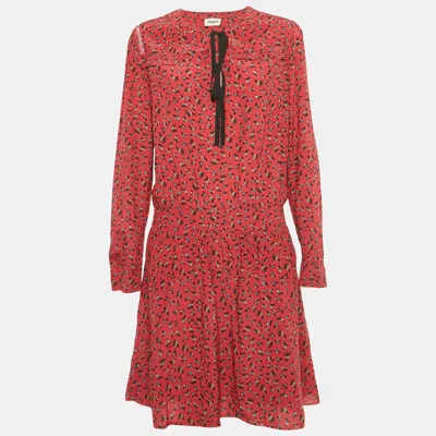 Pre-owned Zadig & Voltaire Red Floral Print Crepe Remus Liberty Mini Dress L