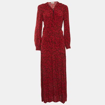 Pre-owned Zadig & Voltaire Red/black Floral Print Crepe Rabella Maxi Dress M