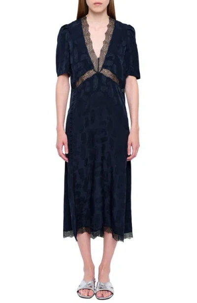 Zadig & Voltaire Redox Paisley Jacquard Silk Midi Dress In Black