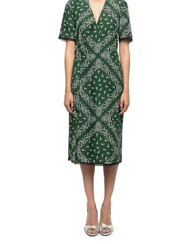 Zadig & Voltaire Reforme Silk Printed Wrap Dress In Green