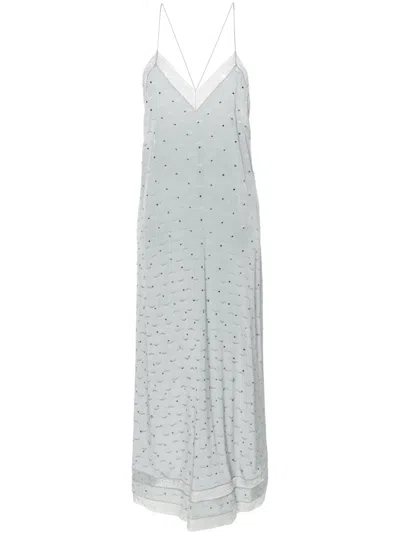 Zadig & Voltaire Reman Silk Maxi Dress In 蓝色