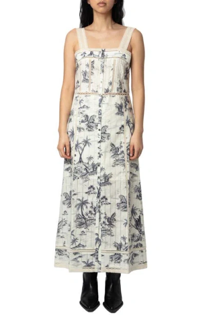 ZADIG & VOLTAIRE ZADIG & VOLTAIRE RENAID TROPICAL ISLAND TOILE DE JOUY COTTON MAXI DRESS